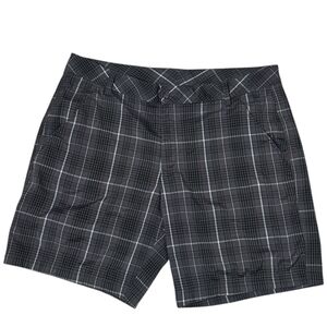 Fila Men’s Flat Front Golf Shorts Gray Black Plaid 38in